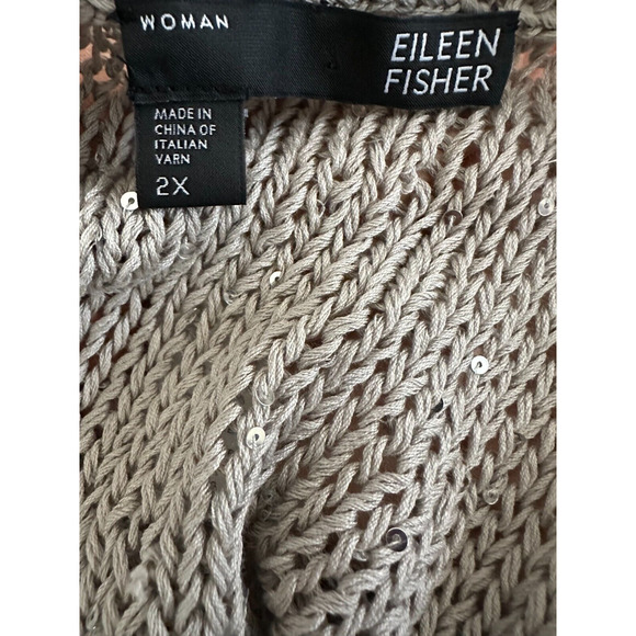 Eileen Fisher Sequin Chainmail Open Knit Sweater Tank Top Women's Plus Size 2X - Picture 4 of 10